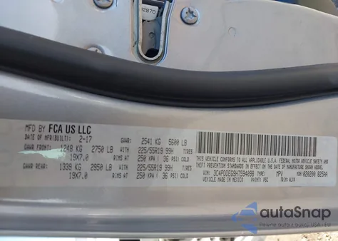 2017 Dodge Journey Gt Awd from USA, damaged, VIN 3C4PDDEG9HT594098